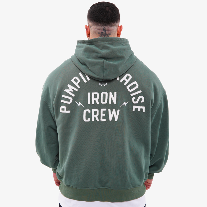 IRON CREW ZIP HOODIE - VINTAGE GREEN