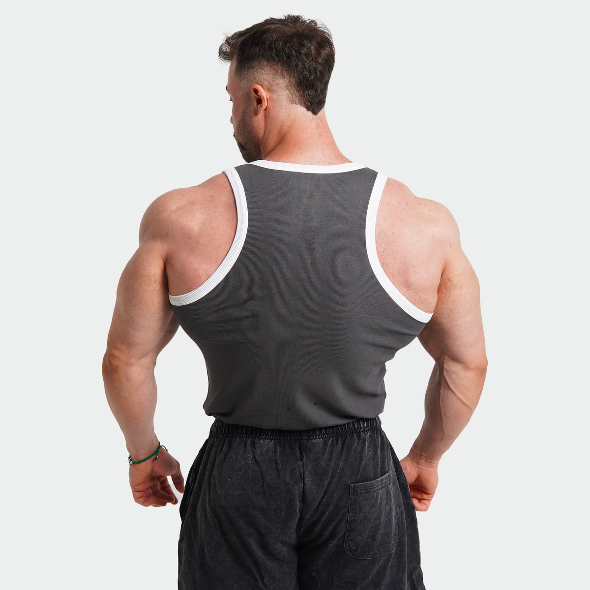RIBBED TANK TOP - ANTTHRACITE GREY