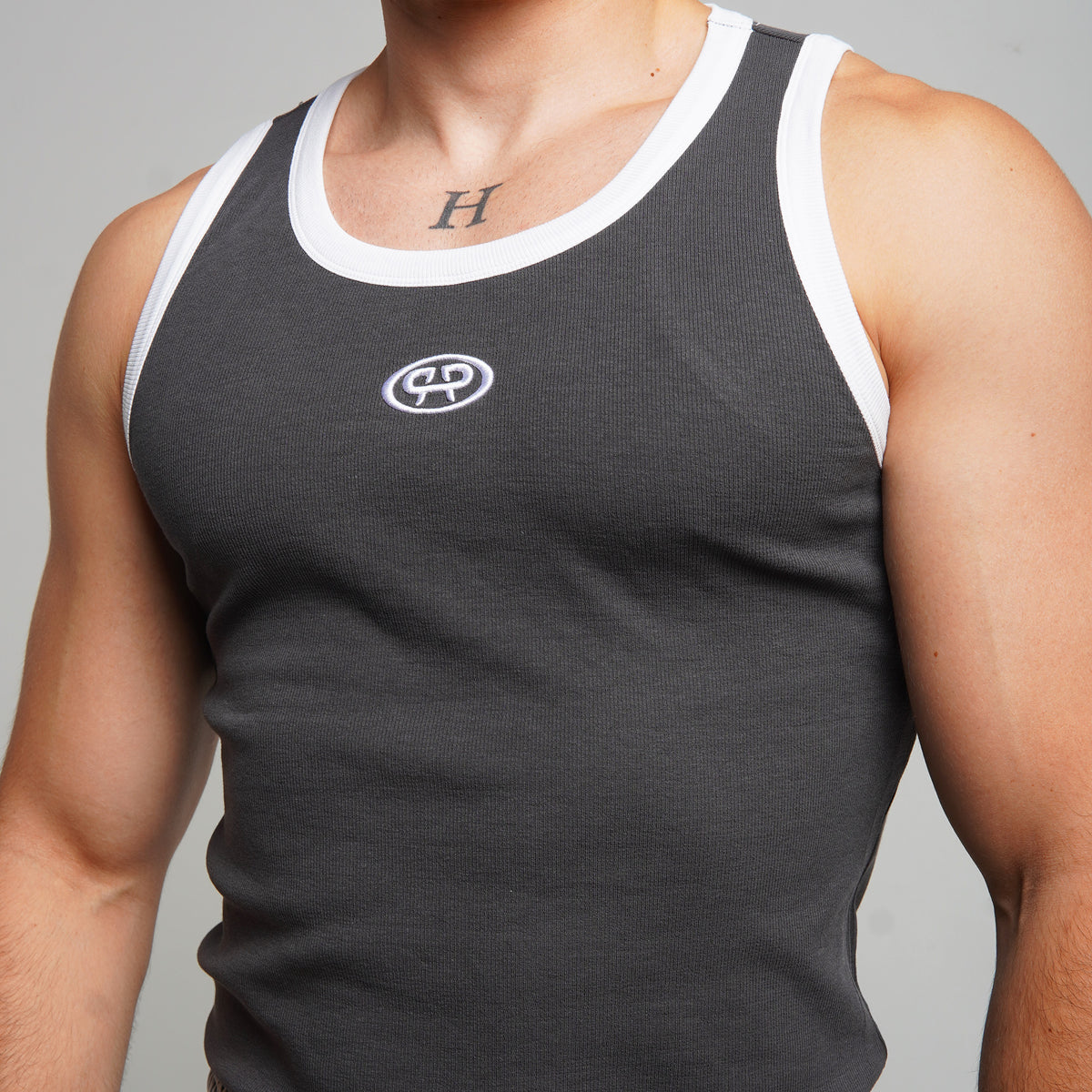 RIBBED TANK TOP - ANTTHRACITE GREY