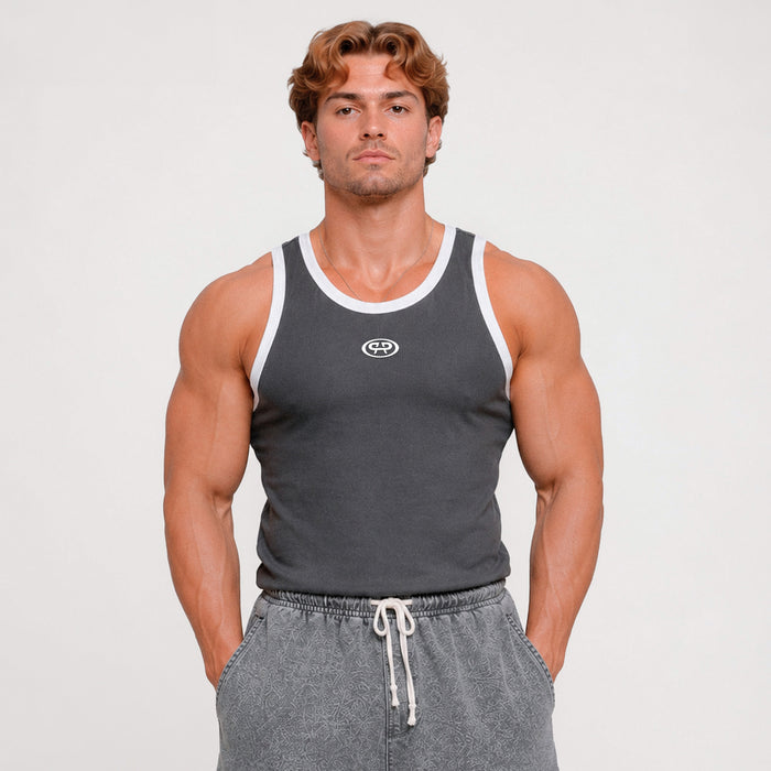 RIBBED TANK TOP - ANTTHRACITE GREY