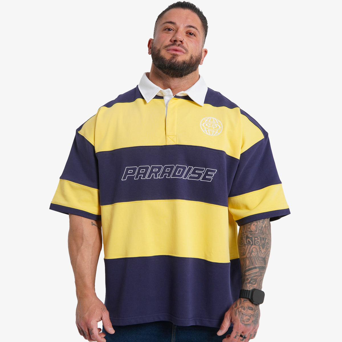 RUGBY POLO OVERSIZE - YELLOW/NAVY