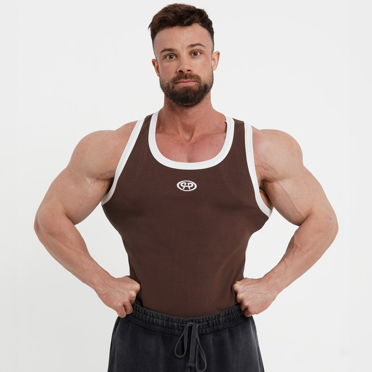 RIBBED TANK TOP - BROWN