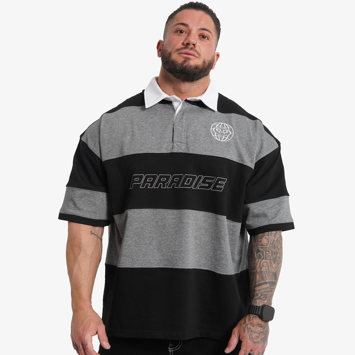 RUGBY POLO OVERSIZE - BLACK/GREY