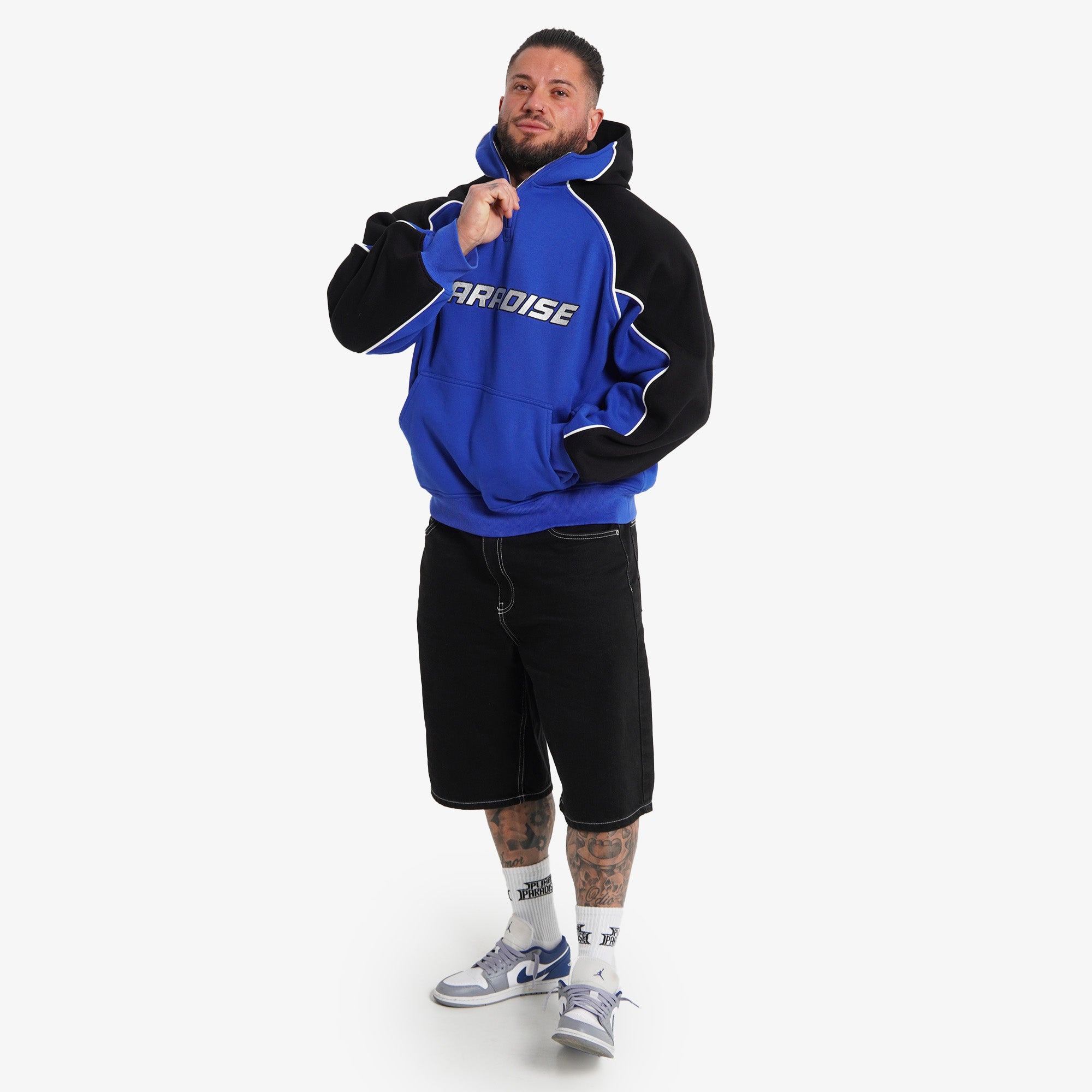 PARADISE HALF ZIP HOODIE BLUE/BLACK – Pump In Paradise