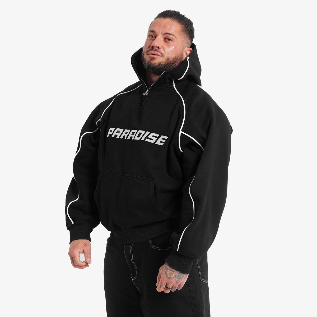 PARADISE HALF ZIP HOODIE BLACK