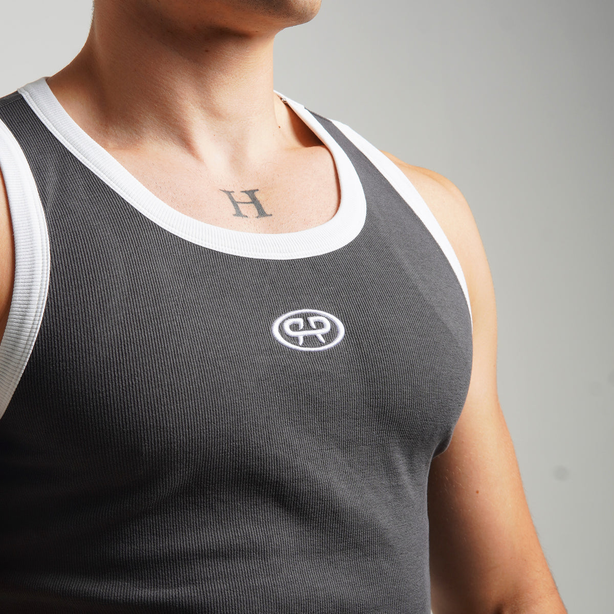 RIBBED TANK TOP - ANTTHRACITE GREY