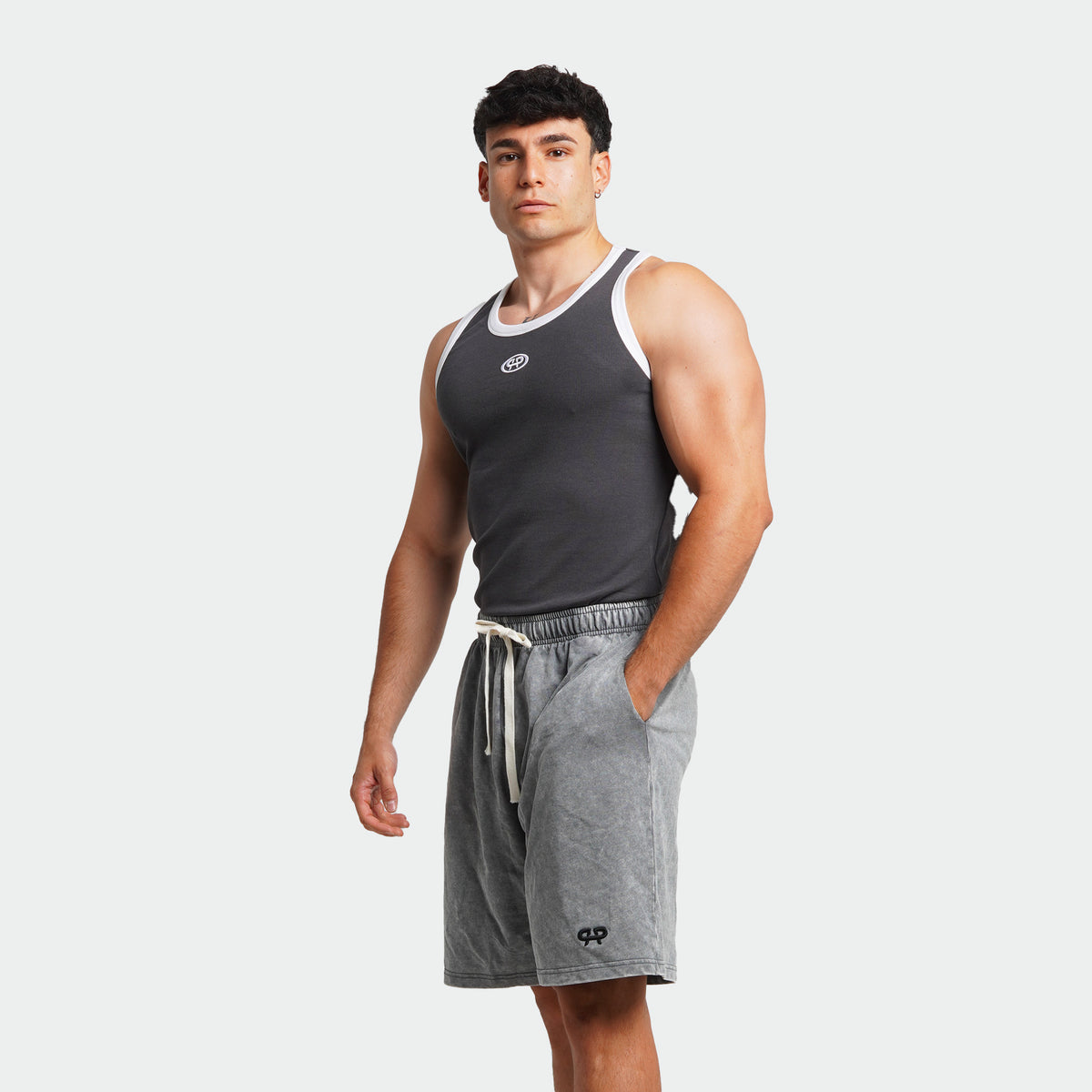 RIBBED TANK TOP - ANTTHRACITE GREY