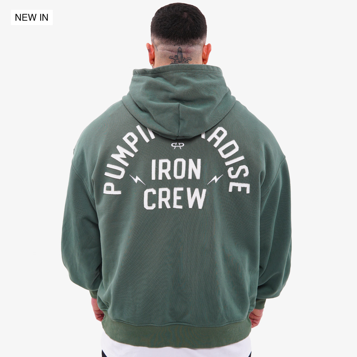 IRON CREW ZIP HOODIE - VINTAGE GREEN