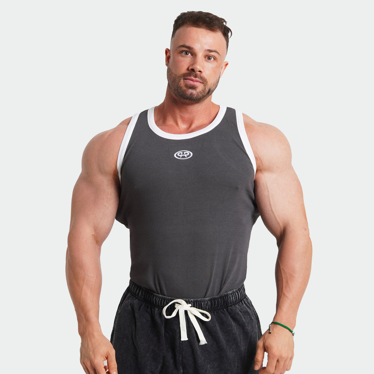 RIBBED TANK TOP - ANTTHRACITE GREY