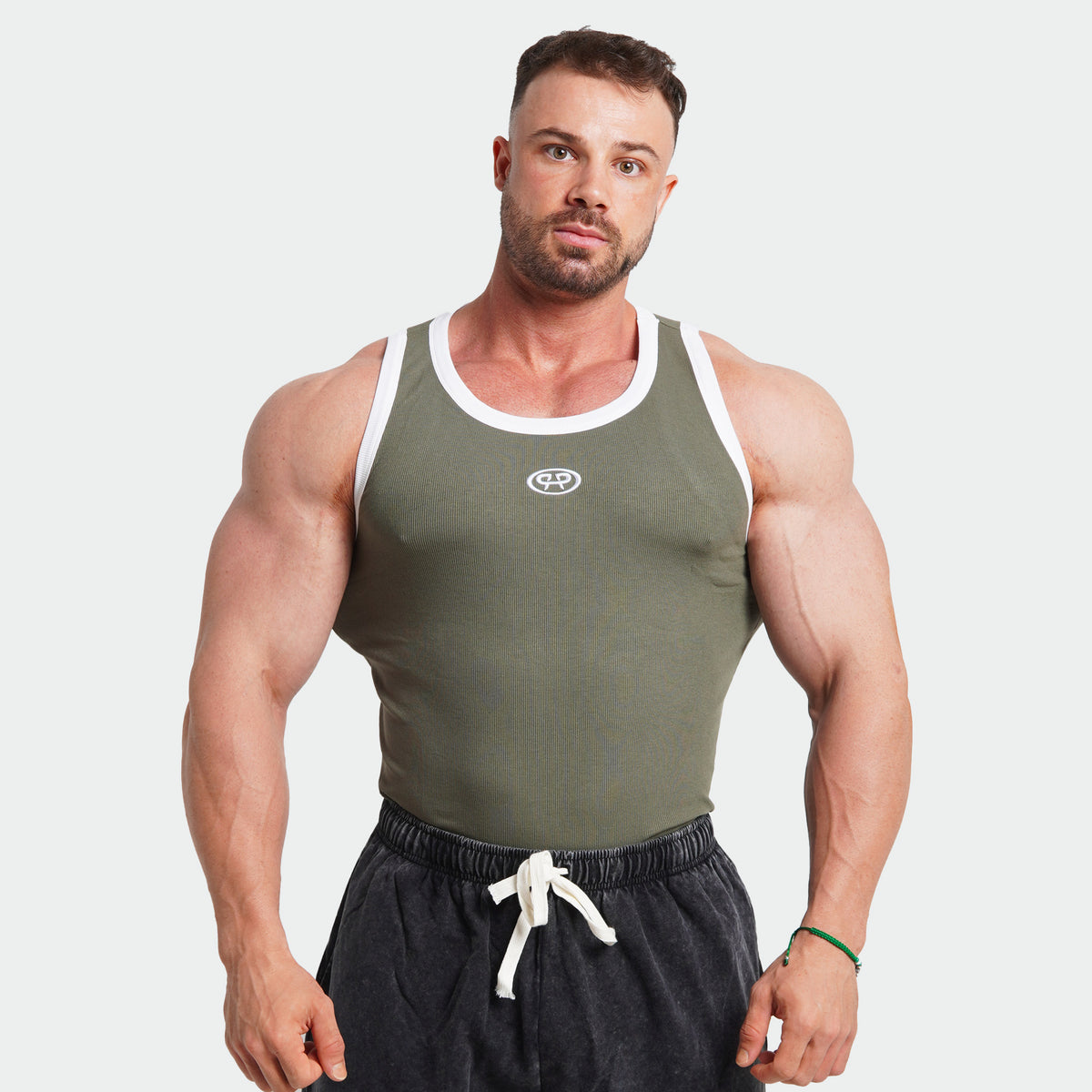 RIBBED TANK TOP - ARMY GREEN
