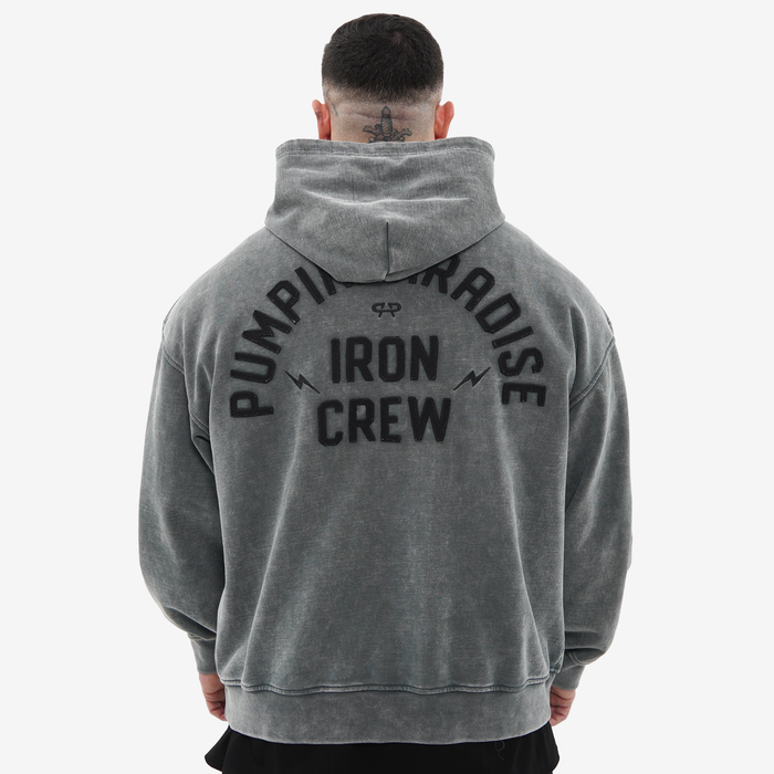 IRON CREW ZIP HOODIE - VINTAGE WASHED GREY